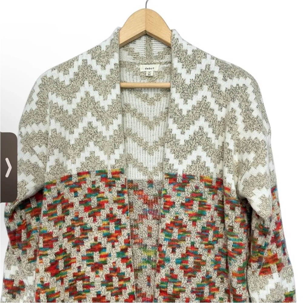 Debut Cardigan Sweater Boho Print Open Front Cabincore - Picture 2 of 9